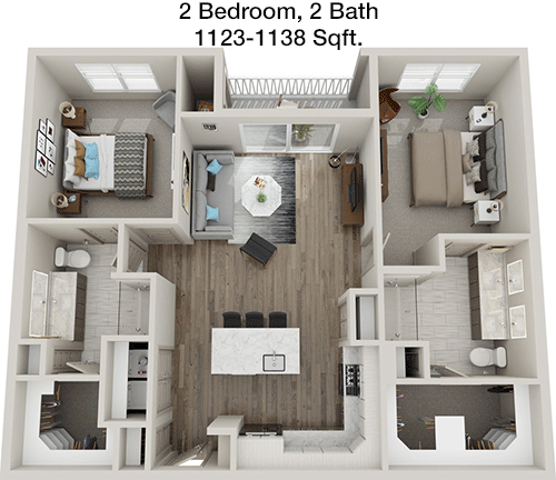 1,123 sq ft floorplan layout