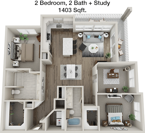 1,403 sq ft floorplan layout