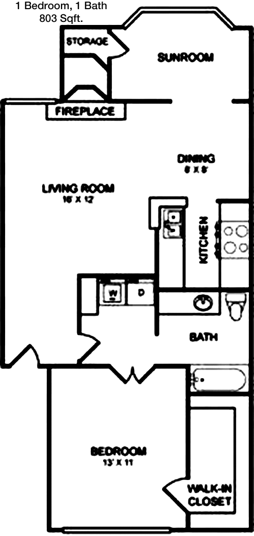 803 sq ft floorplan layout