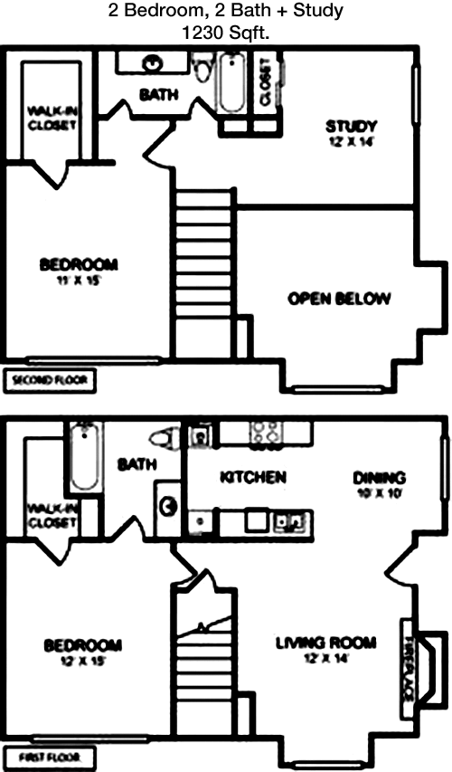 1,230 sq ft floorplan layout