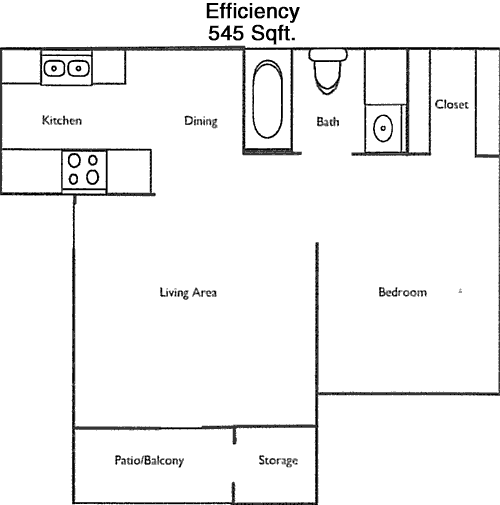 545 sq ft floorplan layout
