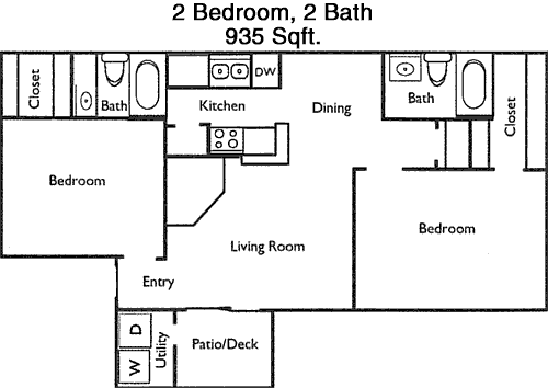 935 sq ft floorplan layout