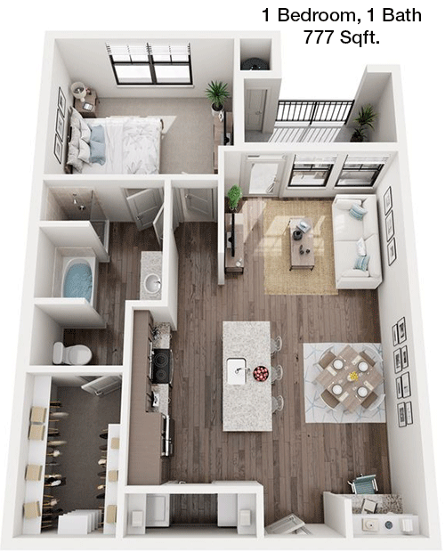 777 sq ft floorplan layout