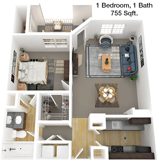 755 sq ft floorplan layout