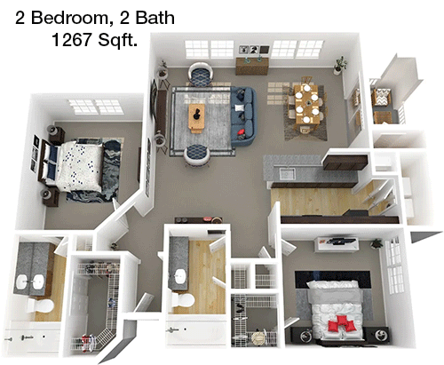 1,267 sq ft floorplan layout