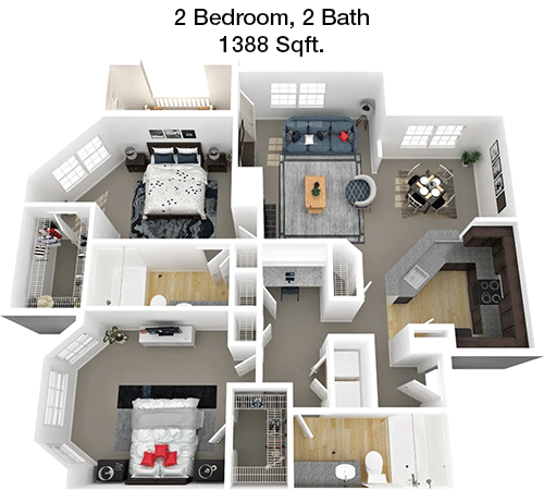 1,388 sq ft floorplan layout