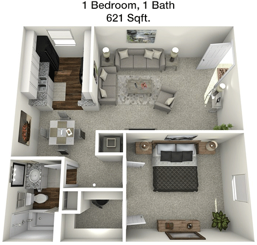 621 sq ft floorplan layout