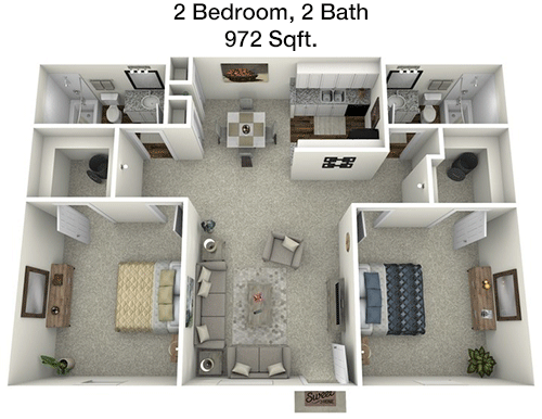 972 sq ft floorplan layout