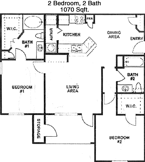 1,070 sq ft floorplan layout