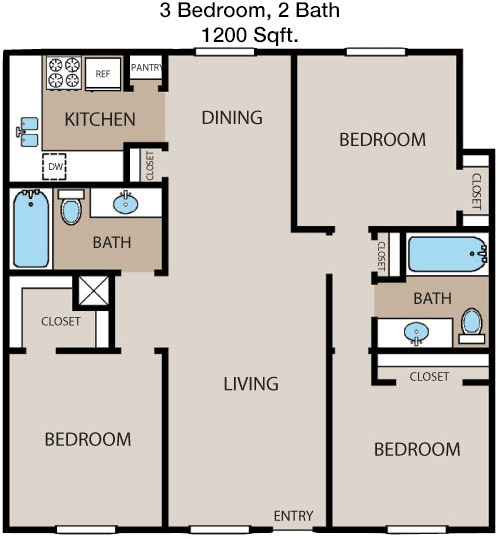 1,200 sq ft floorplan layout