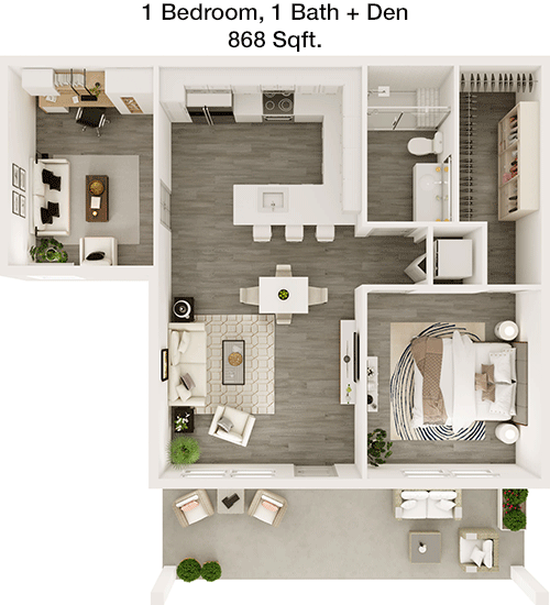 868 sq ft floorplan layout