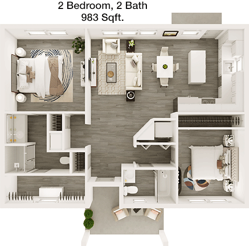 983 sq ft floorplan layout