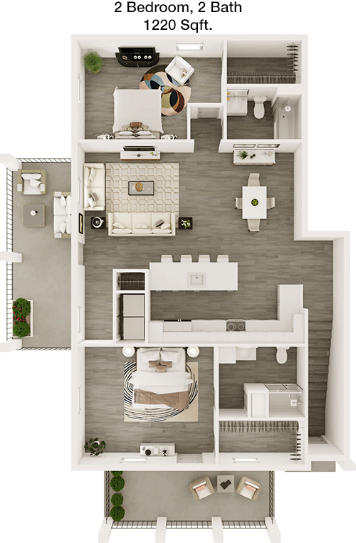 1,220 sq ft floorplan layout
