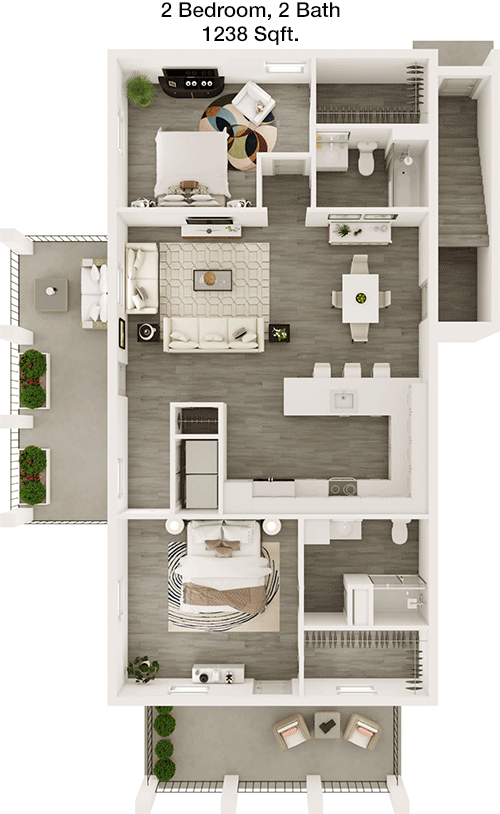 1,238 sq ft floorplan layout