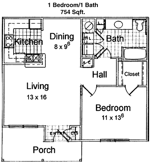 754 sq ft floorplan layout