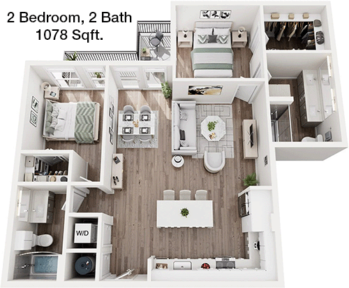 1,078 sq ft floorplan layout