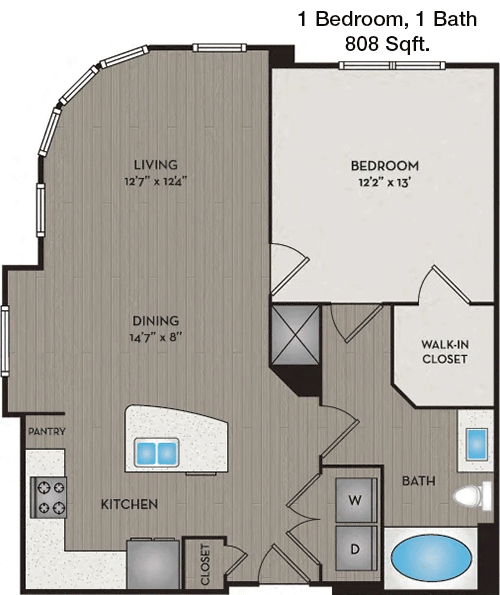 808 sq ft floorplan layout