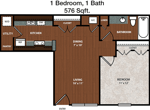 576 sq ft floorplan layout