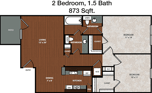 873 sq ft floorplan layout
