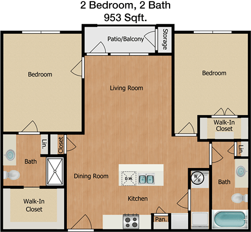 953 sq ft floorplan layout
