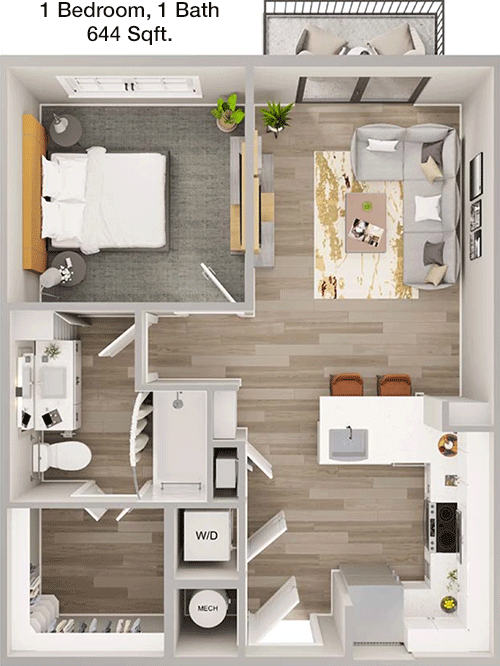 644 sq ft floorplan layout