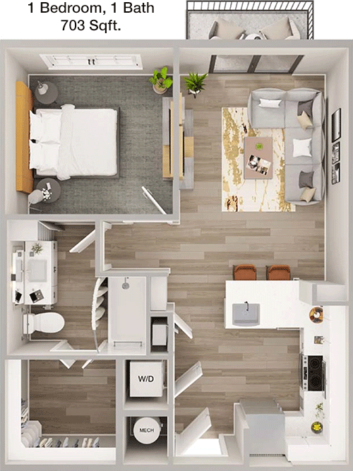 703 sq ft floorplan layout