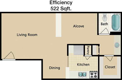 552 sq ft floorplan layout