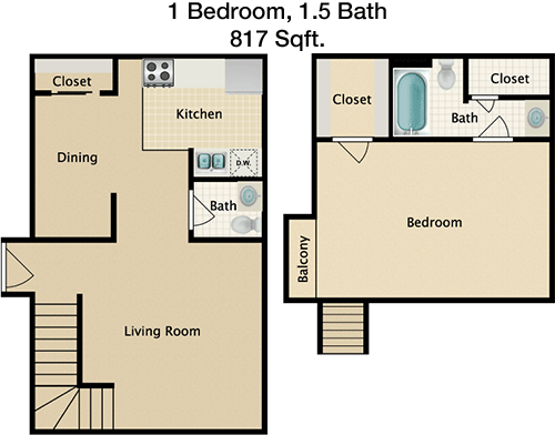 817 sq ft floorplan layout