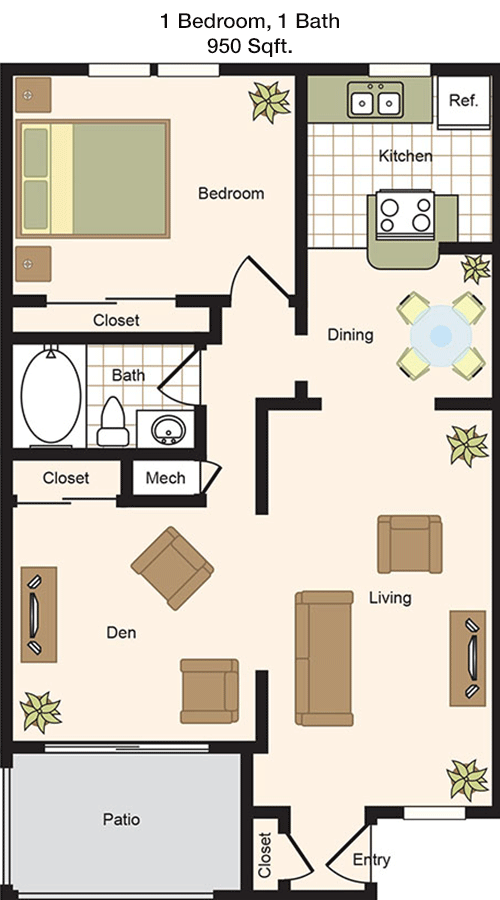 950 sq ft floorplan layout