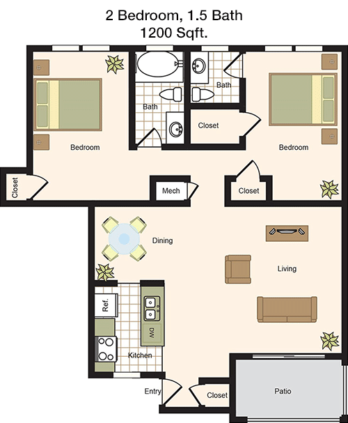 1,200 sq ft floorplan layout