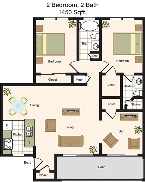 1,450 sq ft floorplan layout