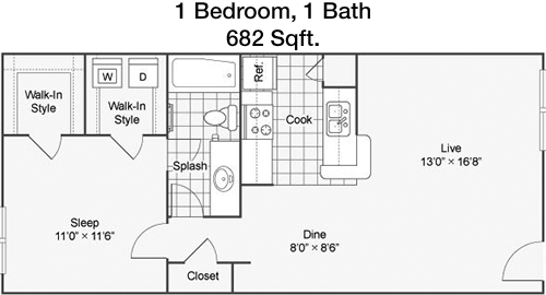 682 sq ft floorplan layout