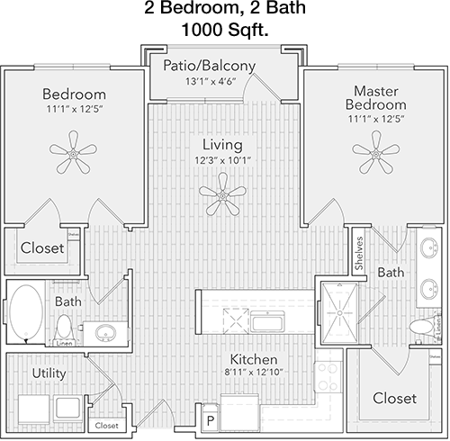 1,000 sq ft floorplan layout