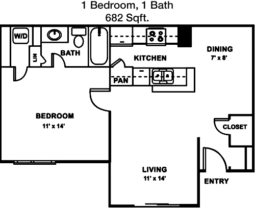 682 sq ft floorplan layout