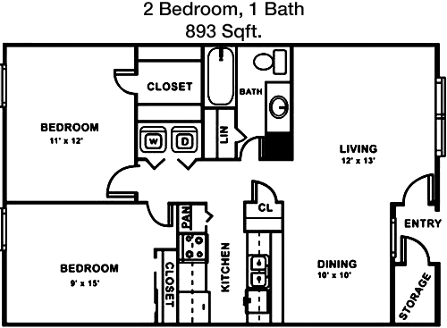 893 sq ft floorplan layout