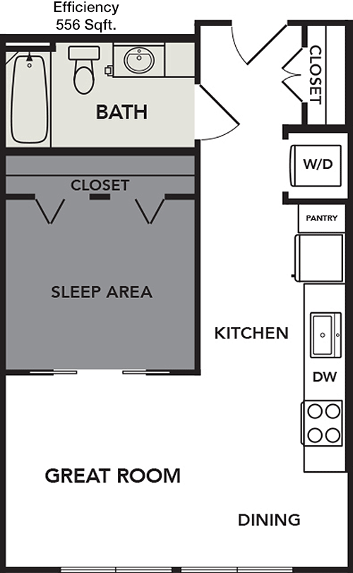 556 sq ft floorplan layout