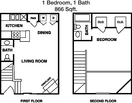 866 sq ft floorplan layout