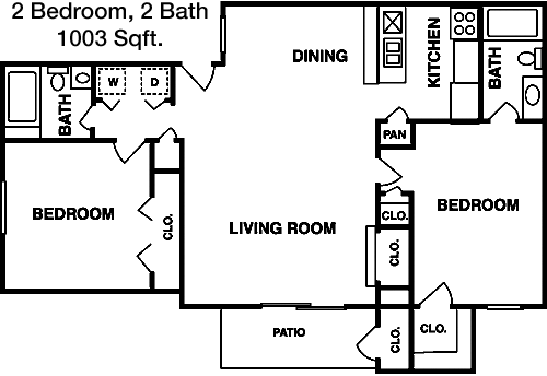 1,003 sq ft floorplan layout