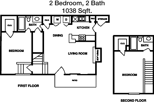 1,038 sq ft floorplan layout