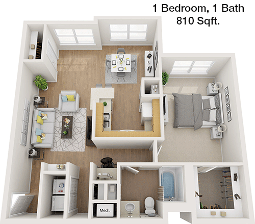 810 sq ft floorplan layout