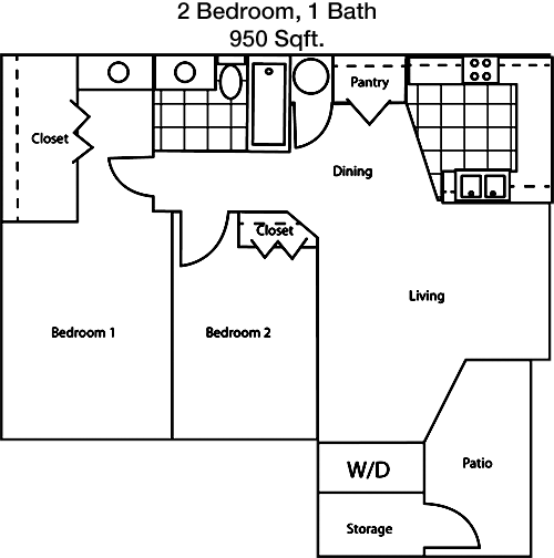 950 sq ft floorplan layout