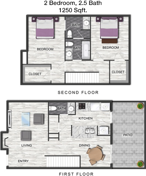 1,250 sq ft floorplan layout