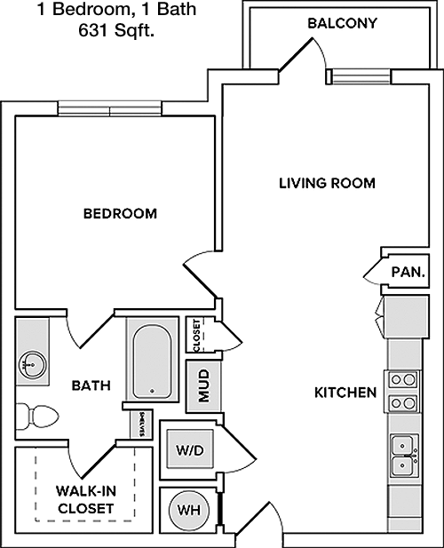 631 sq ft floorplan layout
