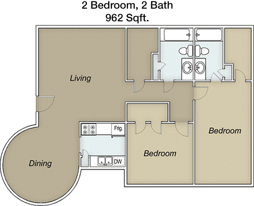 962 sq ft floorplan layout