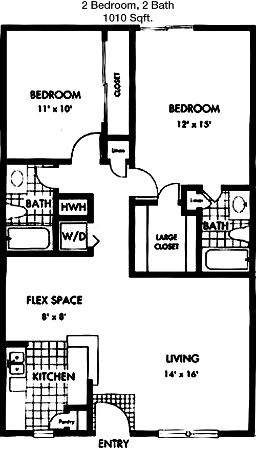 1,010 sq ft floorplan layout