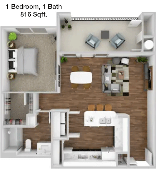 One Bedroom - Miller floorplan layout
