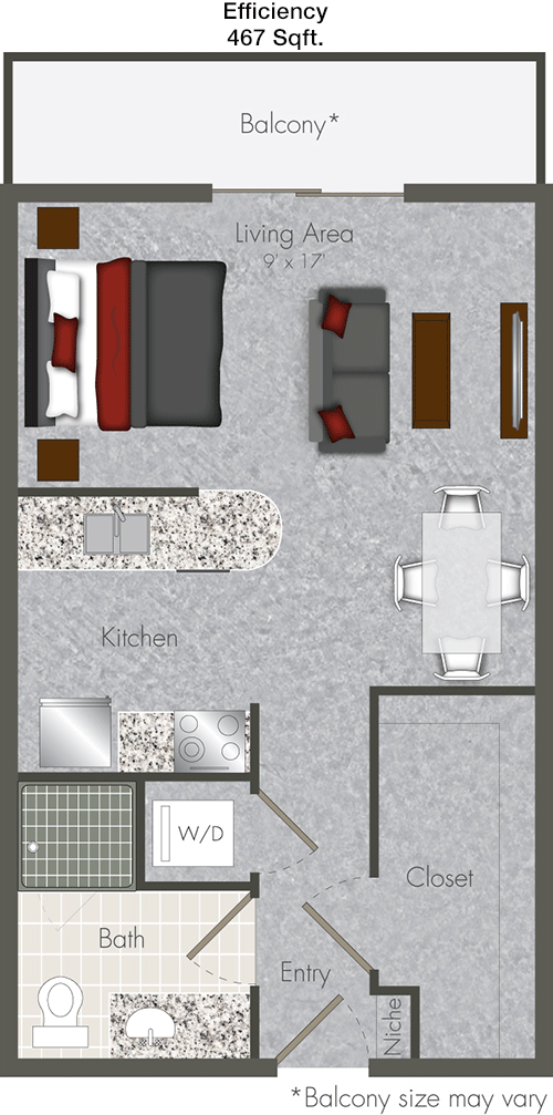 467 sq ft floorplan layout