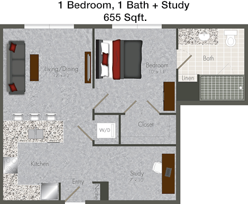 655 sq ft floorplan layout