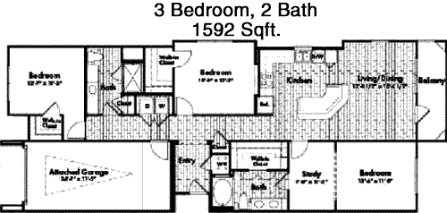 1,592 sq ft floorplan layout