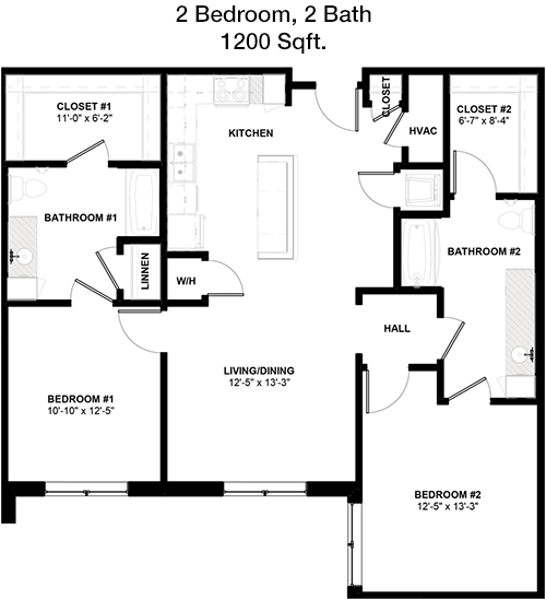 1,200 sq ft floorplan layout